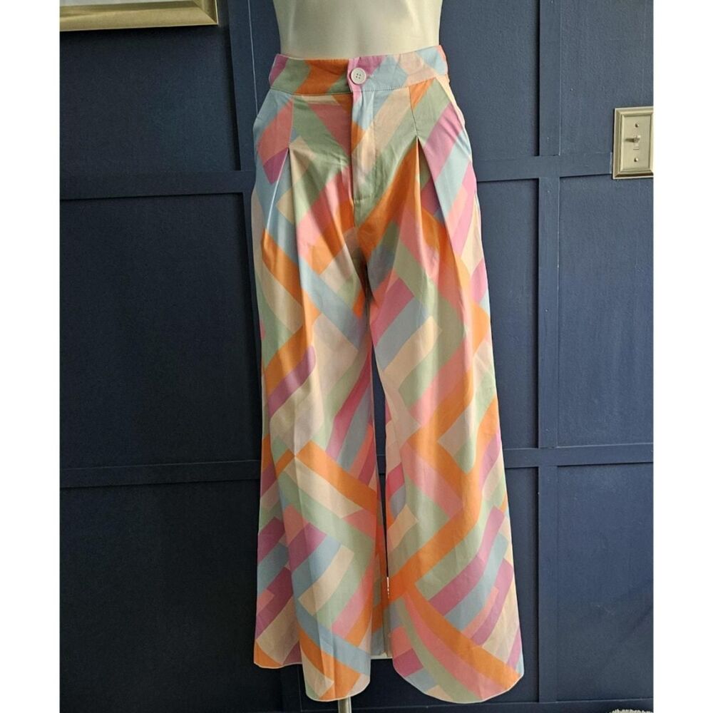Shein Women's Pink and Green Trousers